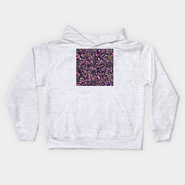 Geometric pattern of curved seamless stripes making a starry night with galaxy and stars Kids Hoodie by mooonthemoon